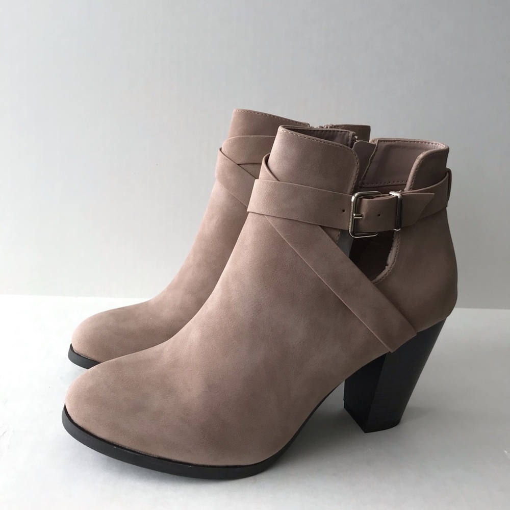 Call It Spring Tecia Tan “Suede” Round Toe Bootie